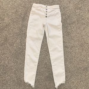 white, stretchy, high waisted American Eagle jeans